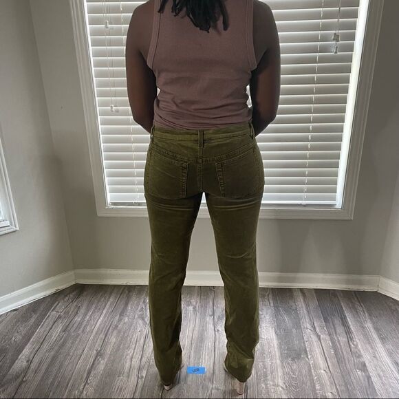 Revolve Trina Turk Olive Green Gold Velvet Jean Pants Trousers - Picture 15 of 15